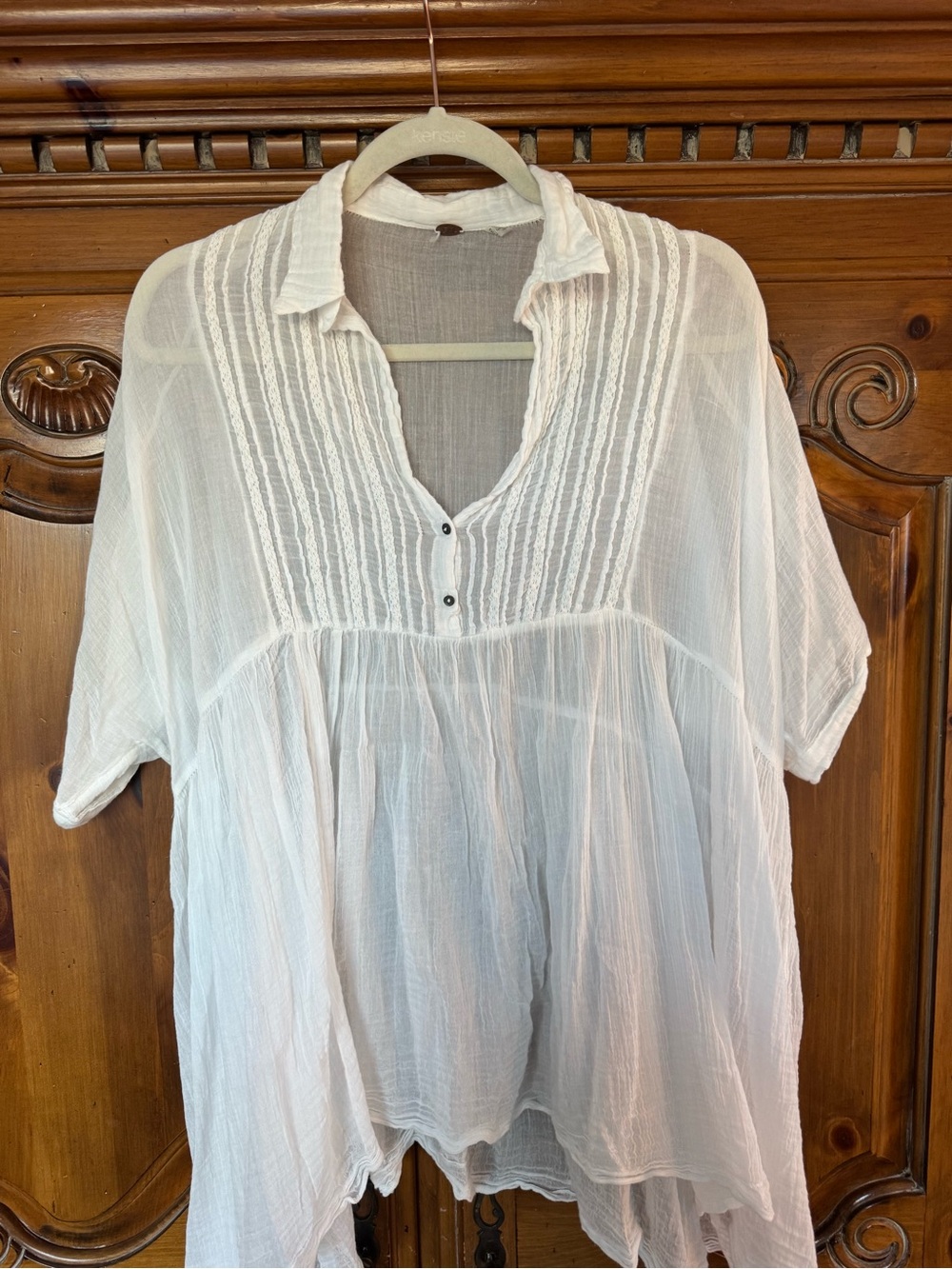 Free People White Pintuck Gauze Tunic